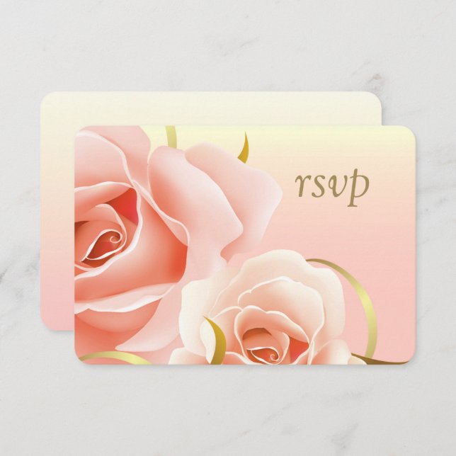 Elegant Pink Rose Design Custom RSVP Cards (Front/Back)