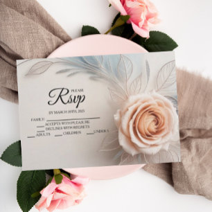 Elegant Pink Rose Dew Drops Designer RSVP Cards