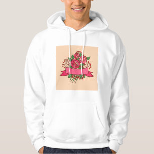 Elegant Pink Rose Floral Bouquet Hoodie