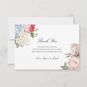Elegant Pink Rose Floral Thank You Card