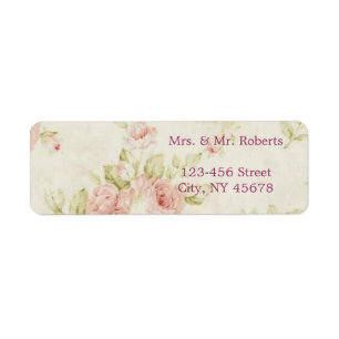 elegant Pink rose Floral vintage wedding Return Address Label
