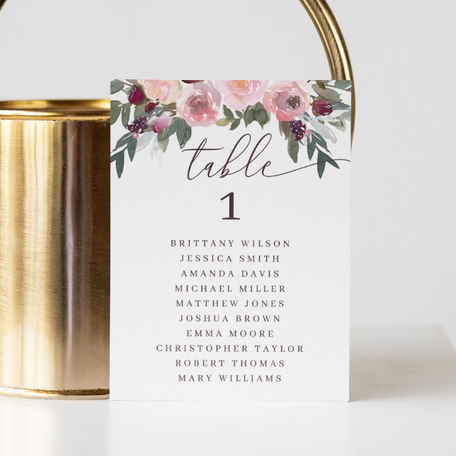 Elegant pink rose. Floral wedding seating chart Invitation (Creator Uploaded)