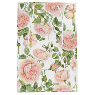 Elegant Pink Rose Garden  Medium Gift Bag