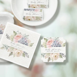 Elegant Pink Rose Garden Sweet Baby Girl Shower Paper Coaster