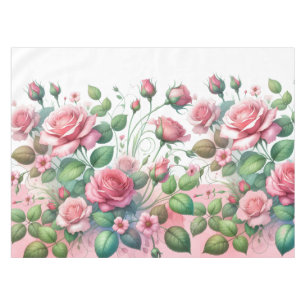 Elegant Pink Rose Garden Tablecloth