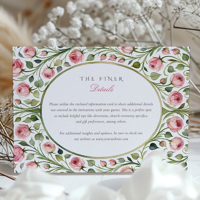 Elegant Pink Rose Garden Wedding Details Enclosure (Creator Uploaded)