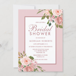 Elegant Pink Rose Gold Bridal Shower Invite