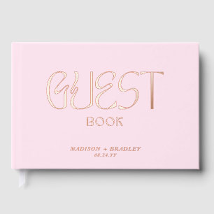 Elegant Pink Rose Gold Foil Wedding Guest Book