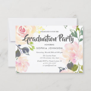 Elegant Pink Rose Graduation Party Invite
