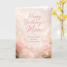 Elegant Pink Rose Happy Birthday Mum Card