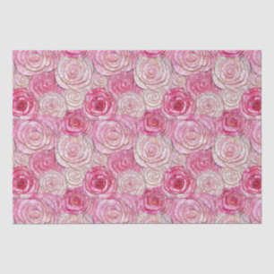 Elegant Pink Rose Mosaic Pattern Birthday Tissue Paper