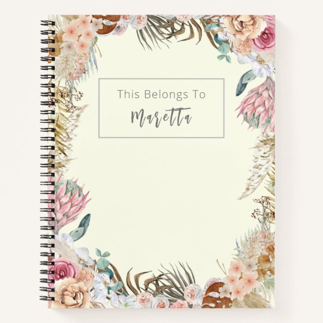 Elegant Pink Rose Notebook (Front)