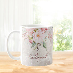 Elegant Pink Rose Peony Floral Marble  Coffee Mug