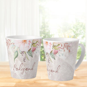 Elegant Pink Rose Peony Floral Marble  Latte Mug