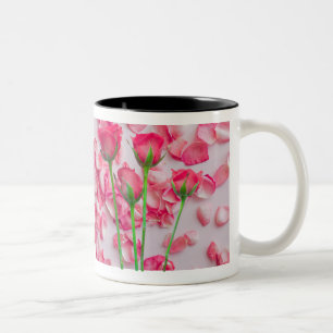  Elegant Pink Rose Petals Floral Mug Design