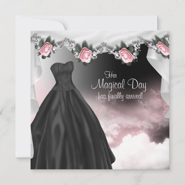 Elegant Pink Rose Quinceanera Invitations (Front)