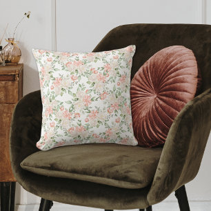 Elegant Pink Rose Romantic Floral Throw Pillow