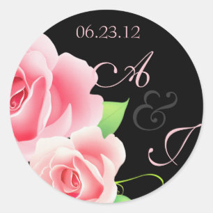 Elegant Pink Rose Sticker [Black]