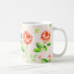 Elegant Pink Rose vintage Pattern Coffee Mug