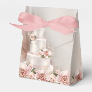 Elegant Pink Rose Wedding Cake Favour Box