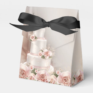 Elegant Pink Rose Wedding Cake Wedding Favour Box
