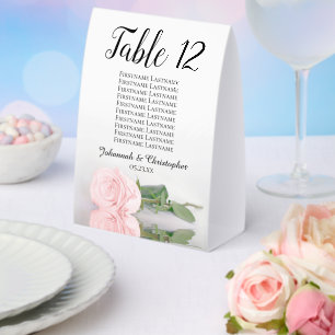 Elegant Pink Rose Wedding Number Seating Chart