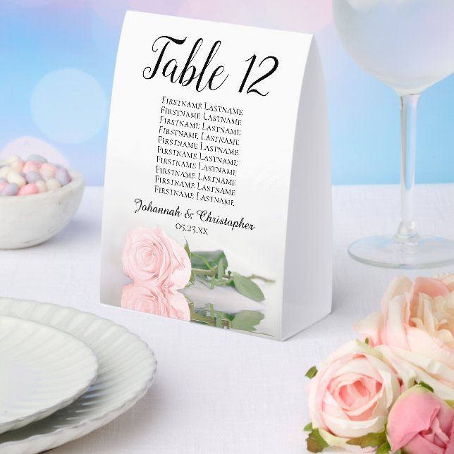 Elegant Pink Rose Wedding Number Seating Chart (Insitu(Wedding))