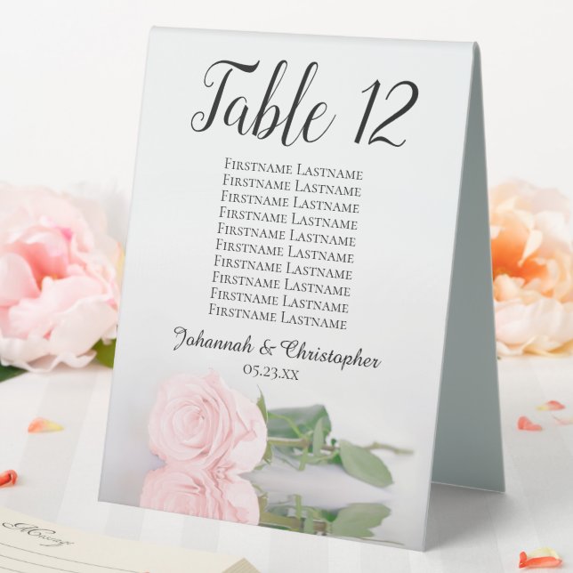 Elegant Pink Rose Wedding Number Seating Chart (In SItu (Wedding))