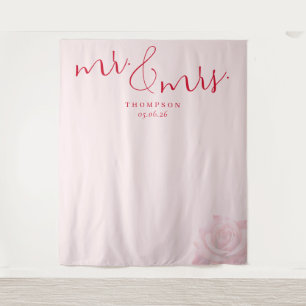 Elegant Pink Rose Wedding Tapestry