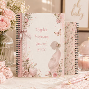Elegant Pink Rosebuds Pregnancy Journal