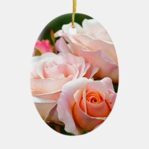 Elegant pink roses ceramic tree decoration