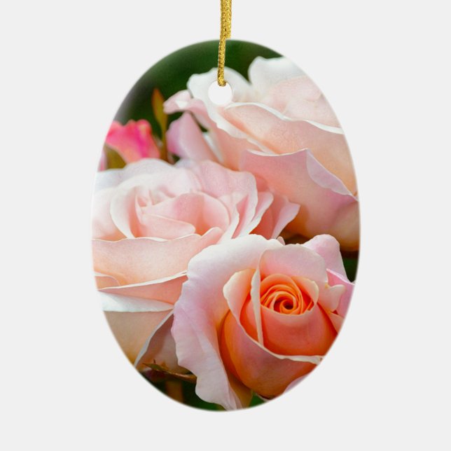 Elegant pink roses ceramic tree decoration (Front)