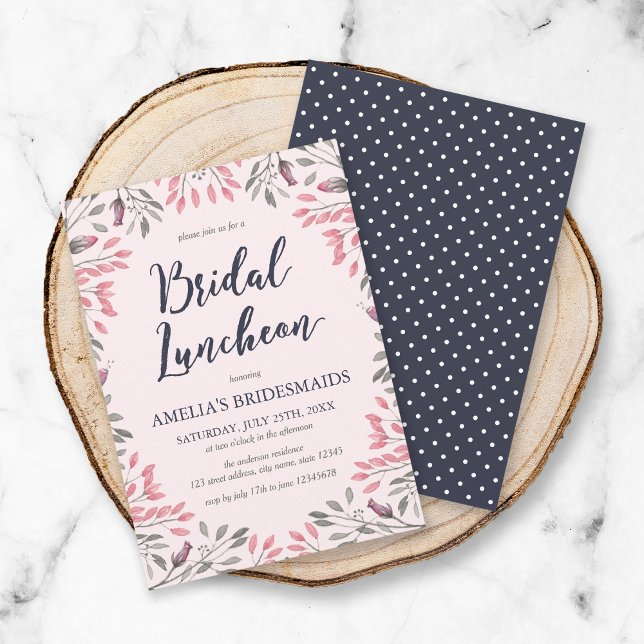 Elegant Pink Roses Floral Bridal Luncheon Invitation (Creator Uploaded)