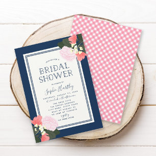 Elegant Pink Roses Floral Bridal Shower Invitation