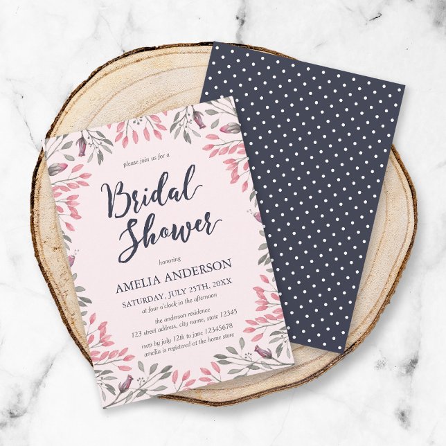 Elegant Pink Roses Floral Bridal Shower Invitation (Creator Uploaded)