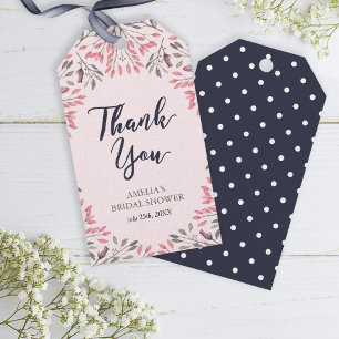 Elegant Pink Roses Floral Bridal Shower Thank You Gift Tags