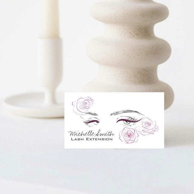 Elegant Pink Roses Floral Watercolor Beauty Salon  Business Card (Creator Uploaded)