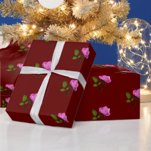 elegant pink roses floral wrapping paper