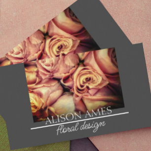 elegant pink roses florist or floral designer business card