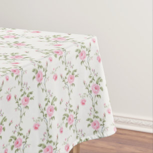 Elegant Pink Roses Flowers Pattern Tablecloth