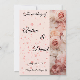 Elegant Pink Roses Gold Confetti Wedding Invitatio Invitation