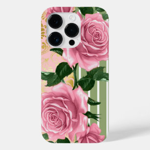 Elegant Pink Roses & Green Leaves Case-Mate iPhone 14 Pro Case