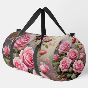 Elegant Pink Roses Large Duffel Bag