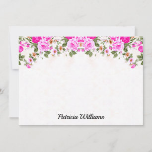 Elegant Pink Roses Personalised Note Card