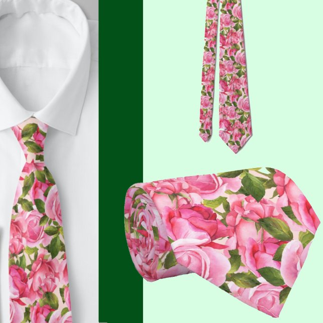 Elegant Pink Roses Roses Formal Neck Tie (Creator Uploaded)