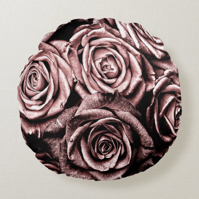 Elegant Pink Roses Round Cushion (Front)