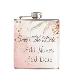Elegant Pink Roses Spring Blossom save the date Hip Flask