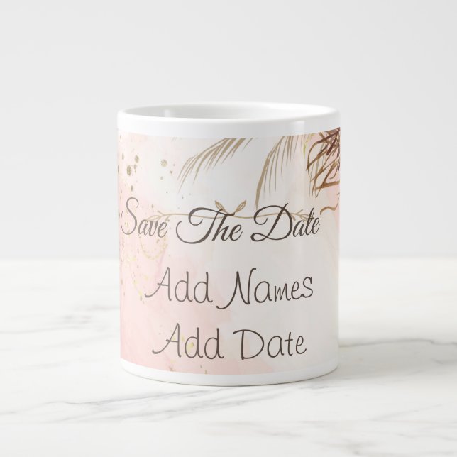 Elegant Pink Roses Spring Blossom  save the date  Large Coffee Mug (Front)