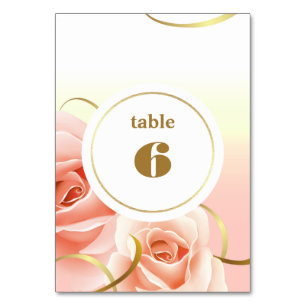 Elegant Pink Roses Table Number Cards