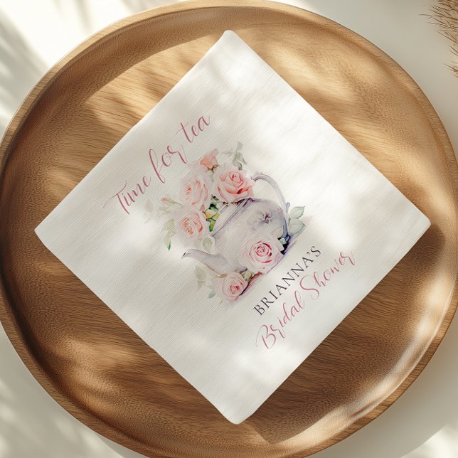 Elegant Pink Roses Tea Party Bridal Shower Napkin (Creator Uploaded)
